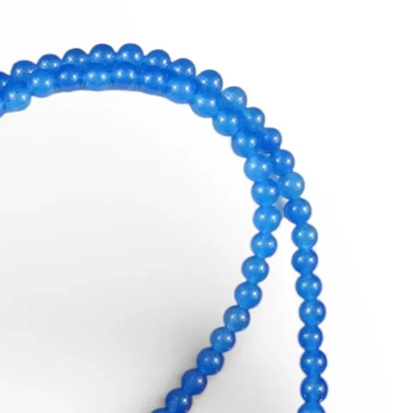 Blue Jade 4 mm Beaded Necklace - Picture 2 of 2